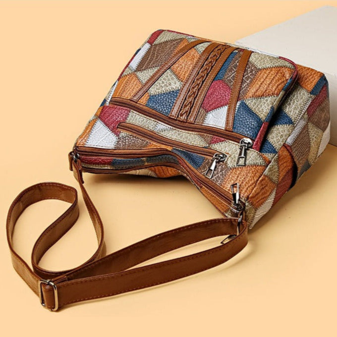 Sac à bandoulière pour femmes avec imprimé géométrique rétro multicolore - Mirella
