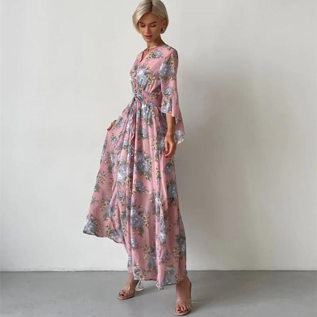 Norian - Robe midi florale avec décolleté en V