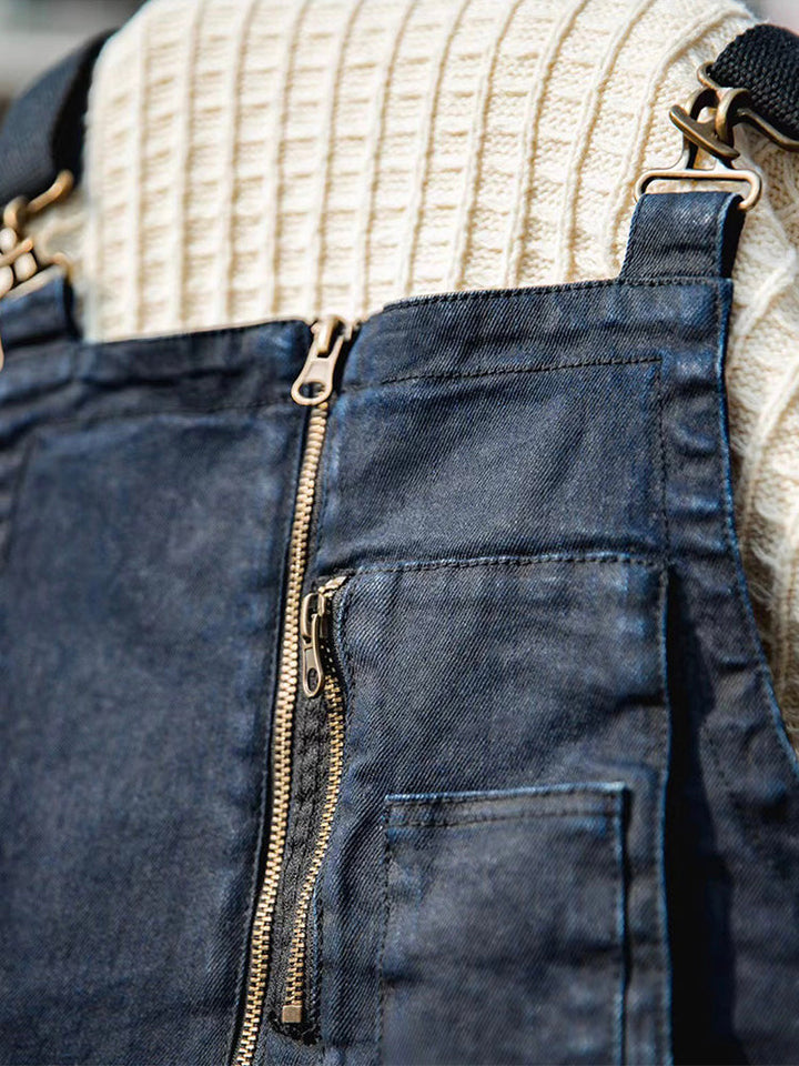 Salopette en denim indigo d'inspiration vintage pour homme avec manille d'ancrage