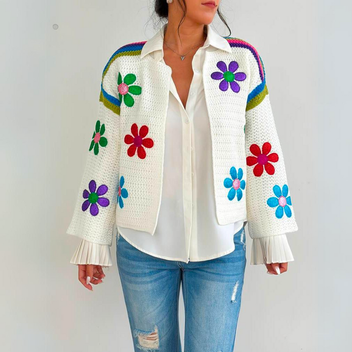 Eva - Cardigan à fleurs brodées chaudes