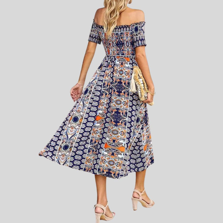 Aurora - Robe longue boho à épaules dénudées et à volants