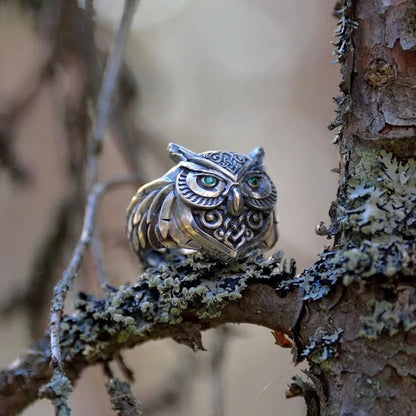 Bague émeraude hibou