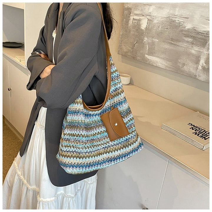 Sac à main en raphia tressé pour femme avec détail de sac à main - Martina