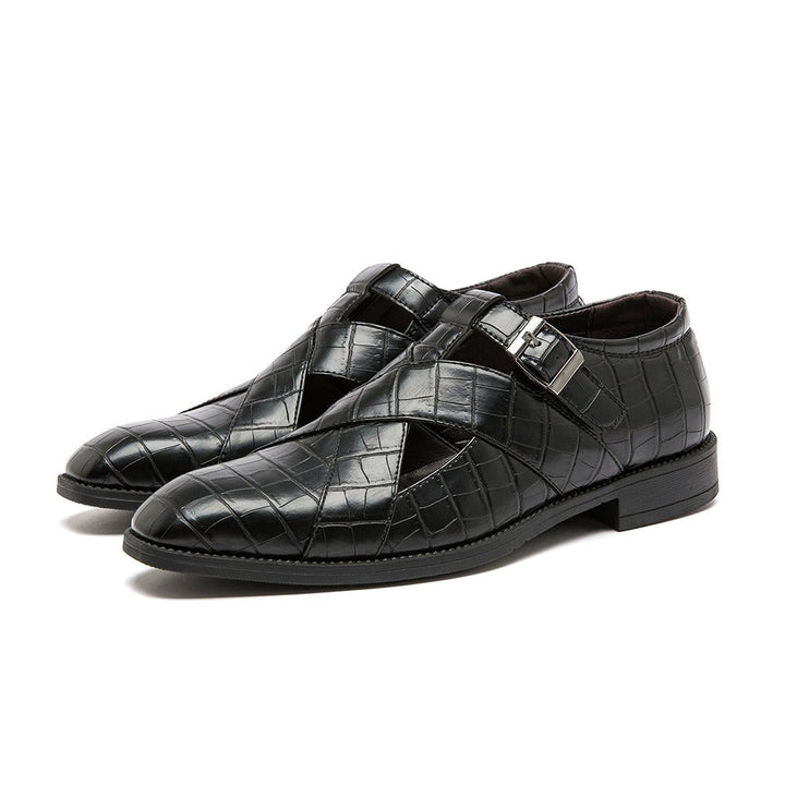 Chaussures formelles pour hommes en cuir marron ajouré élégant - Ferrano