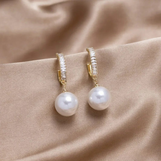 Boucles D'Oreilles Perles Et Zircon Cubique Collection Couture Exclusivité