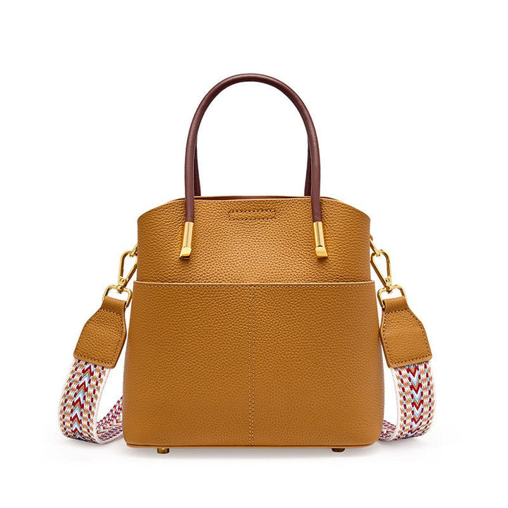 Sac seau femme en cuir grainé à double anse - Emilia