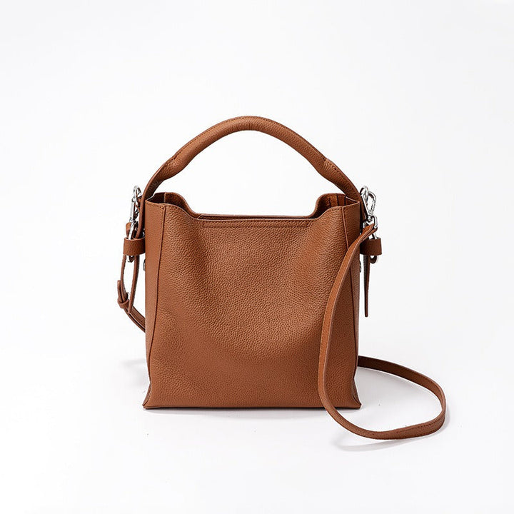 Sac seau pour femme en cuir véritable au design structuré - Bleu clair