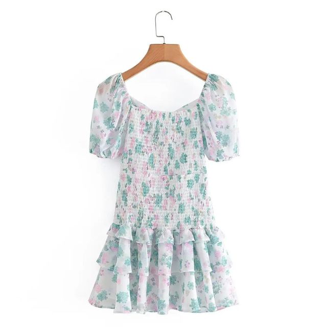 Fioby - Mini-robe florale à volants et manches bouffantes