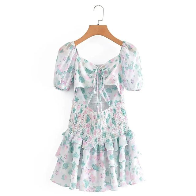 Fioby - Mini-robe florale à volants et manches bouffantes