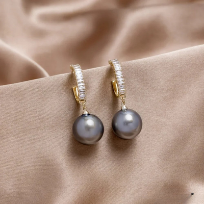 Boucles D'Oreilles Perles Et Zircon Cubique Collection Couture Exclusivité
