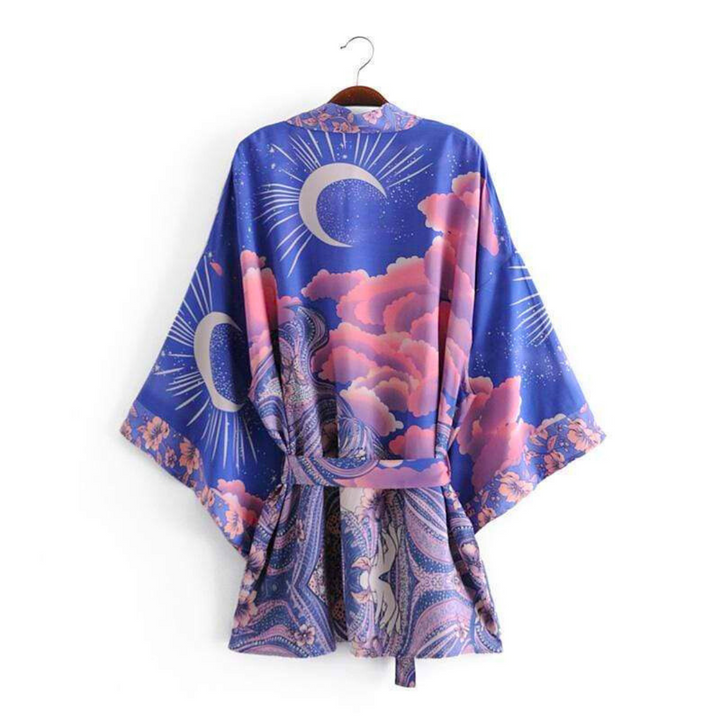 Heleen - Kimono femme lune bleue