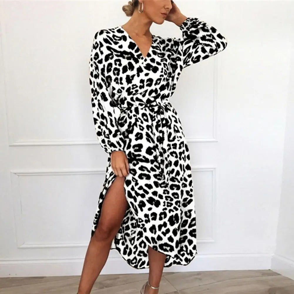 HARPER - Robe décolleté en V avec motif animalier