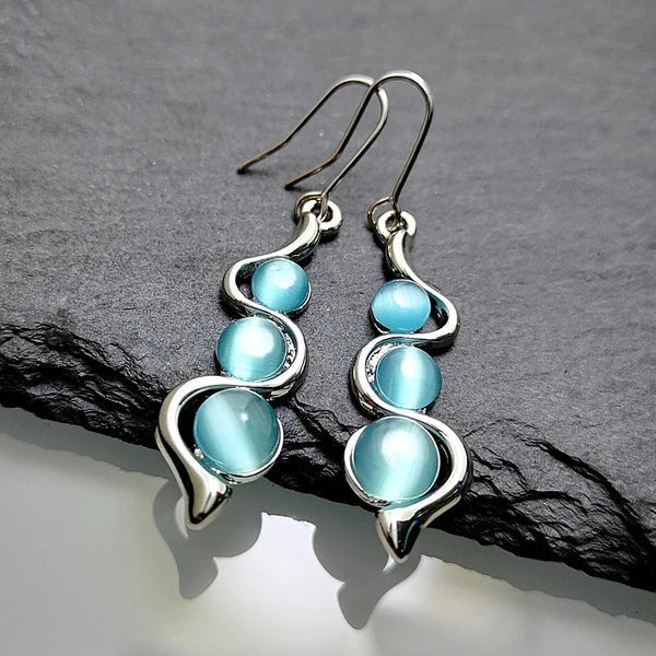 Boucles D'Oreilles Pendantes Cristal Bleu Édition Limitée Collection Élégance