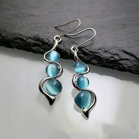 Boucles D'Oreilles Pendantes Cristal Bleu Édition Limitée Collection Élégance