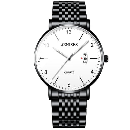 Montre Homme En Acier Inoxydable Cadran Numéroté Avec Grande Lisibilité, Boîtier Fin Et Bracelet À Maillons