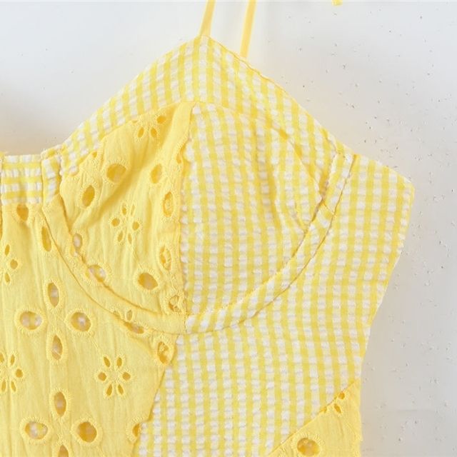 Liana - Robe jaune avec broderie