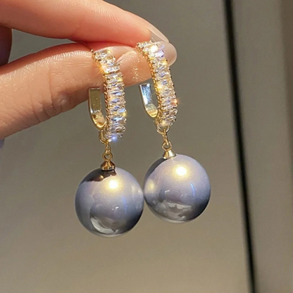 Boucles D'Oreilles Perles Et Zircon Cubique Collection Couture Exclusivité