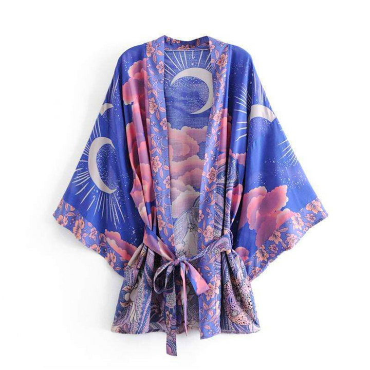 Heleen - Kimono femme lune bleue