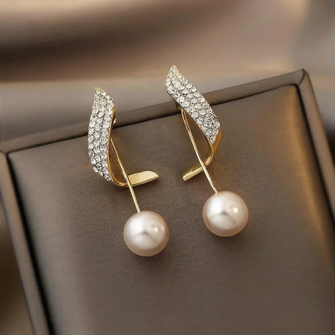 Boucles D Oreilles Pendantes Goutte Perles Dorées Édition Limitée Collection Prestige