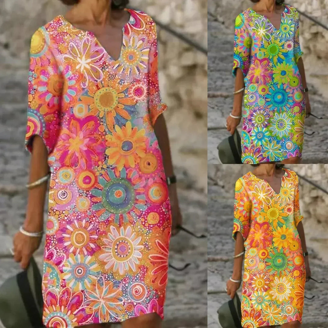 Jelissa - Robe à imprimé floral avec décolleté en V