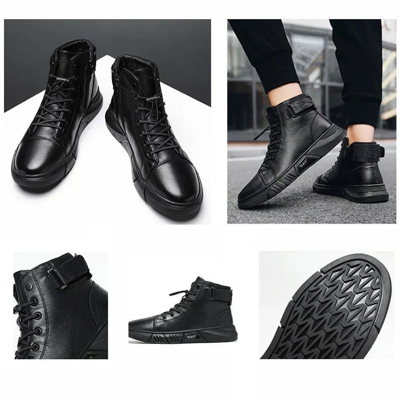 Bottes en cuir noires élégantes pour hommes