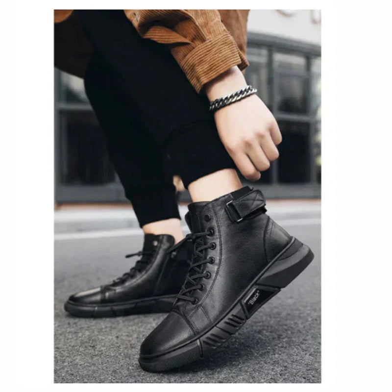 Bottes en cuir noires élégantes pour hommes