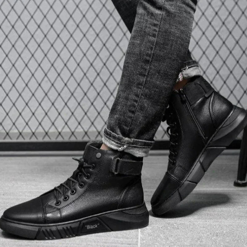 Bottes en cuir noires élégantes pour hommes