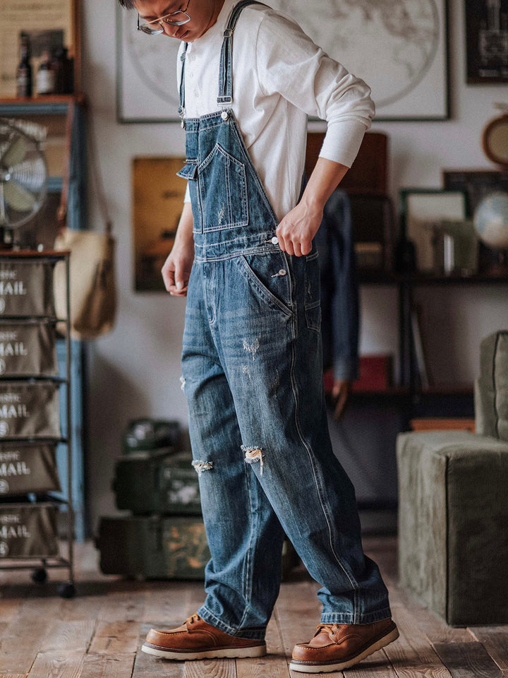 Salopette en denim vieilli Artisan
