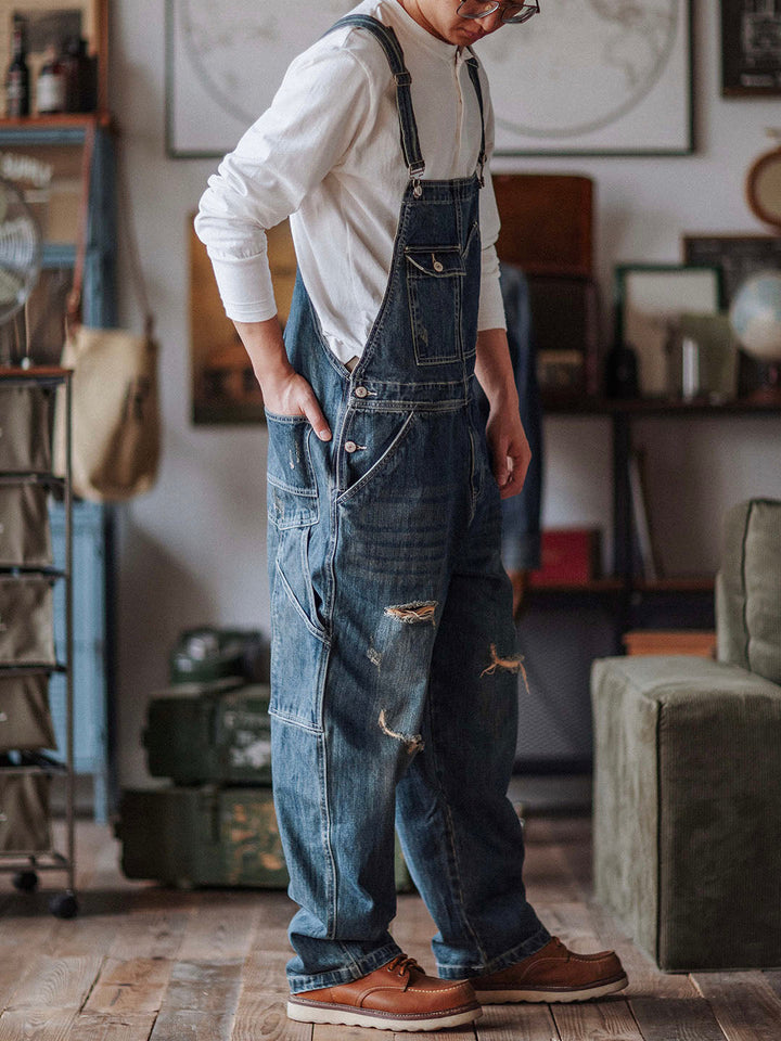 Salopette en denim vieilli Artisan