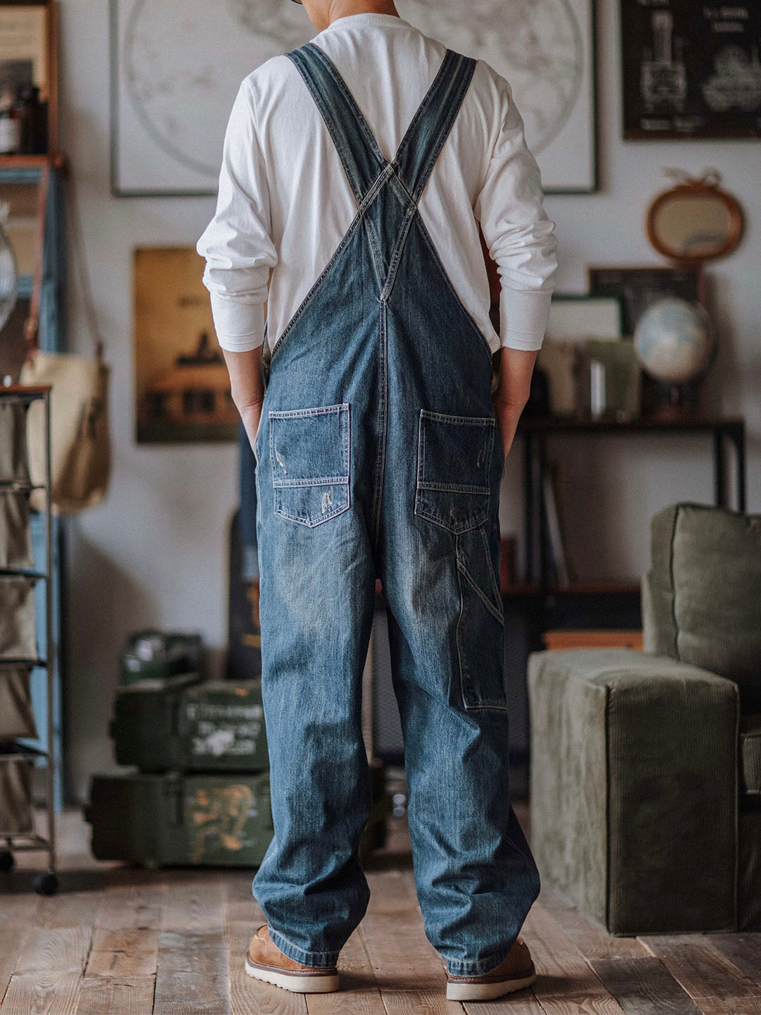 Salopette en denim vieilli Artisan