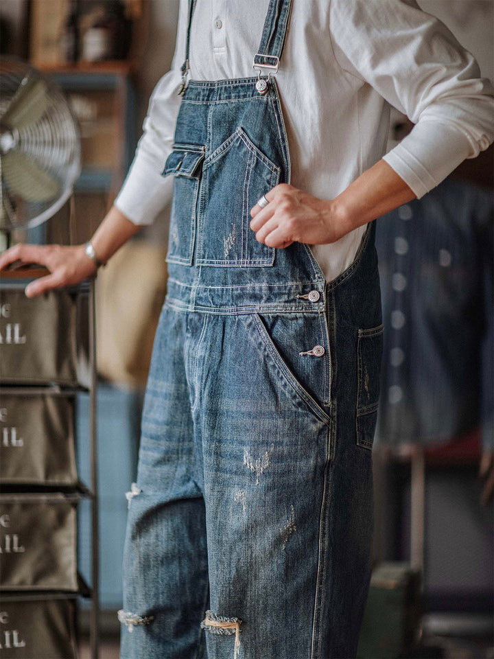 Salopette en denim vieilli Artisan