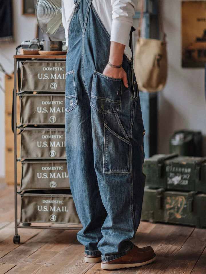 Salopette en denim vieilli Artisan