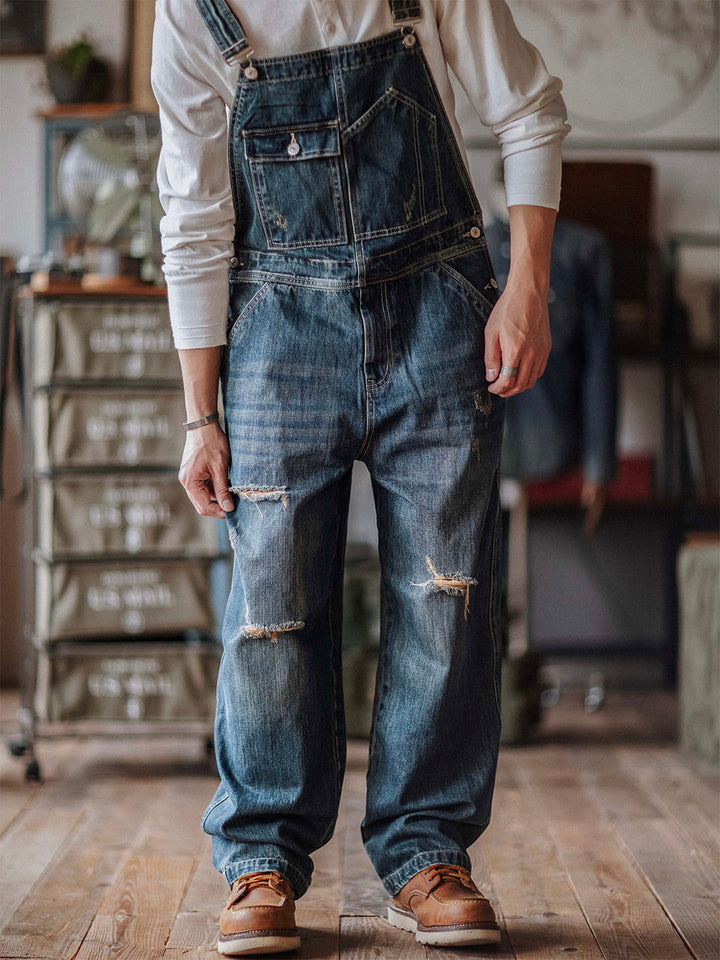 Salopette en denim vieilli Artisan