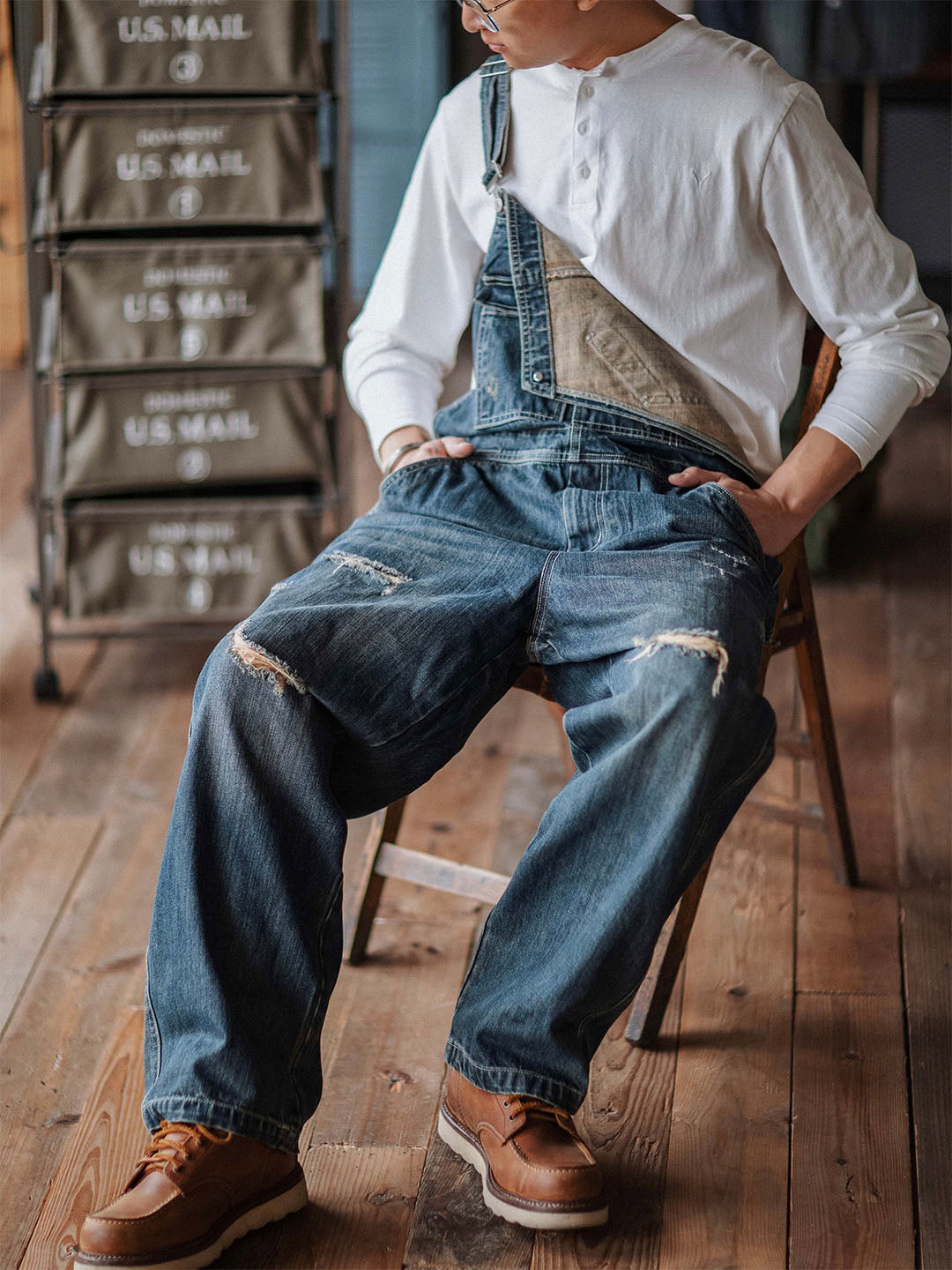 Salopette en denim vieilli Artisan