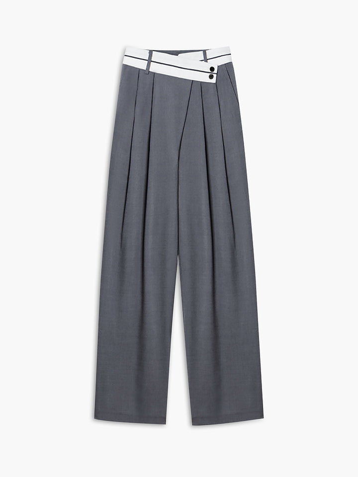 Mona - Pantalon large avec ceinture asymétrique