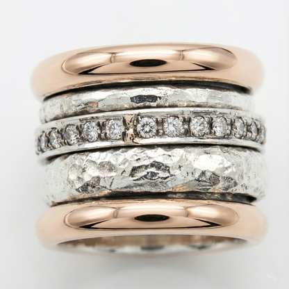 Bague en or épaisse et superposée de style vintage