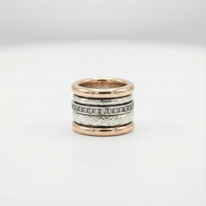 Bague en or épaisse et superposée de style vintage