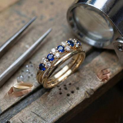 Bague en Or Vintage Élégante avec Zirconia Bleu