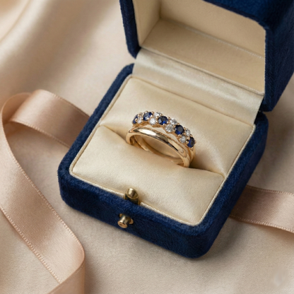 Bague en Or Vintage Élégante avec Zirconia Bleu
