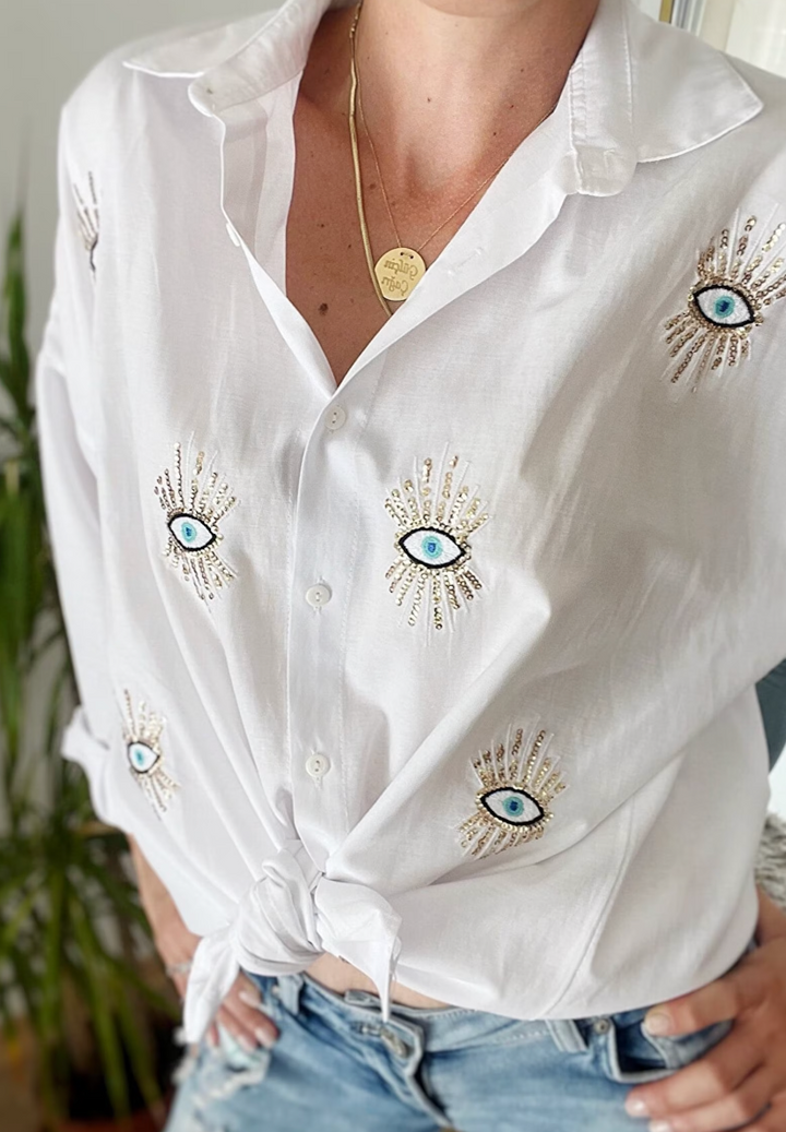 Lizabel - Tendance Blouse Créative Design Yeux pour Femmes