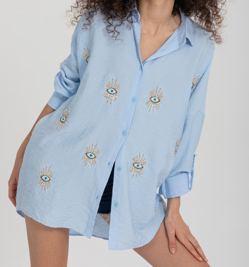 Lizabel - Tendance Blouse Créative Design Yeux pour Femmes