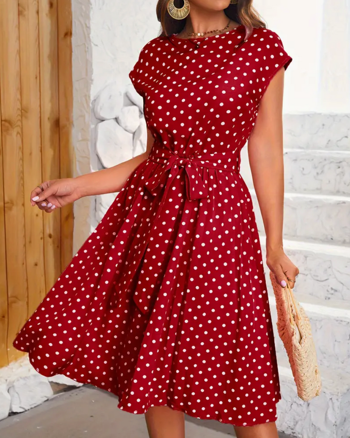 LIA - Robe polka élégante et vintage pour le printemps/été