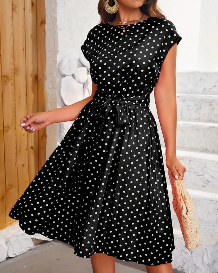 LIA - Robe polka élégante et vintage pour le printemps/été