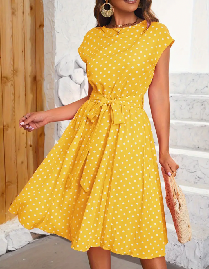 LIA - Robe polka élégante et vintage pour le printemps/été