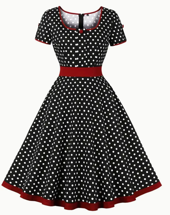 ADA - Elégante robe polka vintage pour le printemps/été