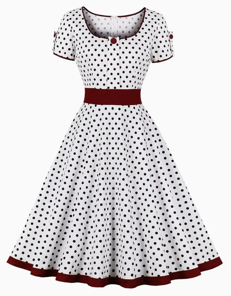 ADA - Elégante robe polka vintage pour le printemps/été