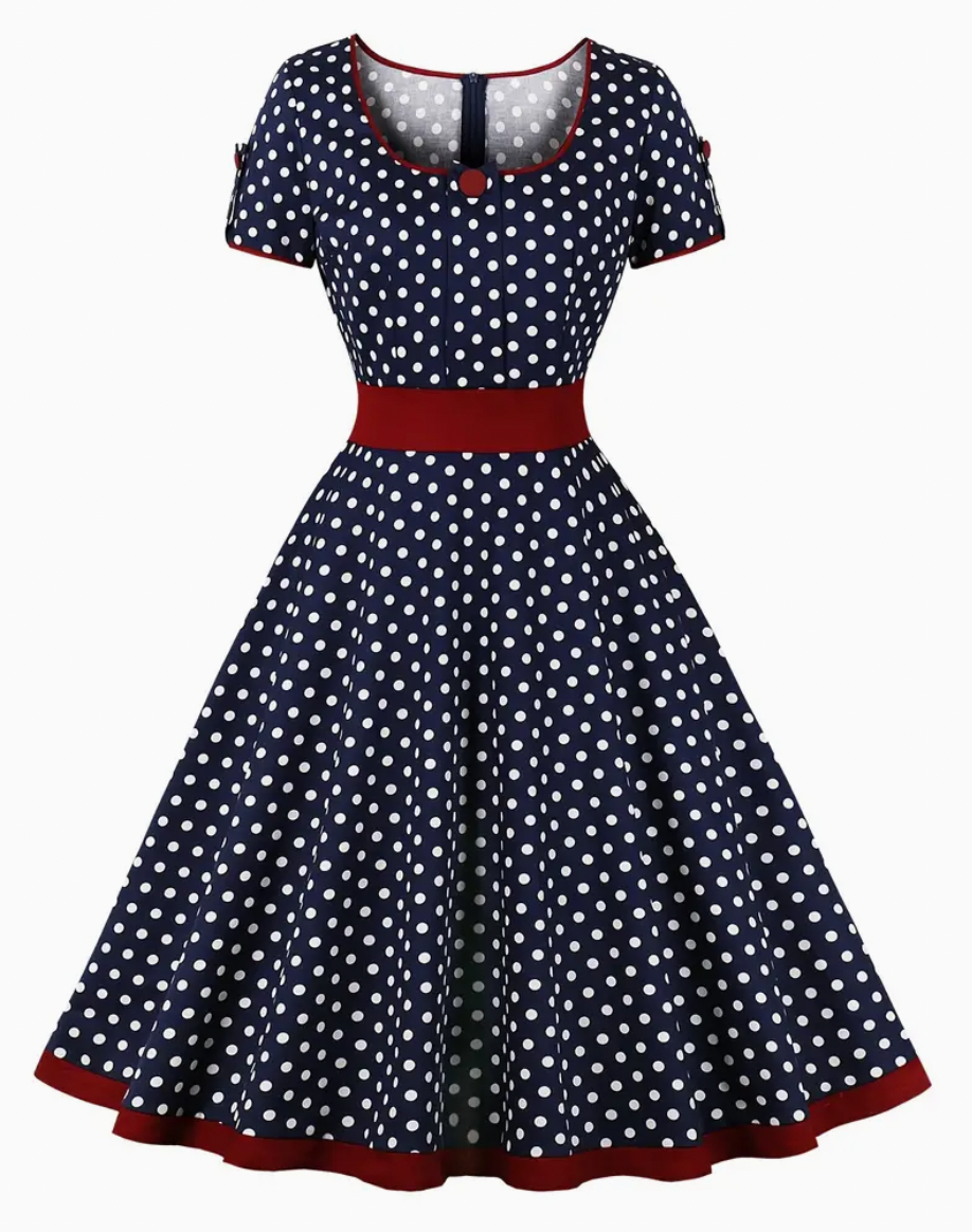 ADA - Elégante robe polka vintage pour le printemps/été