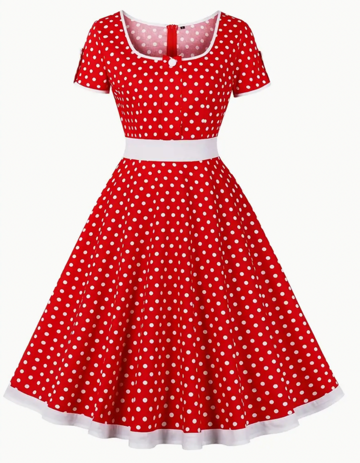 ADA - Elégante robe polka vintage pour le printemps/été