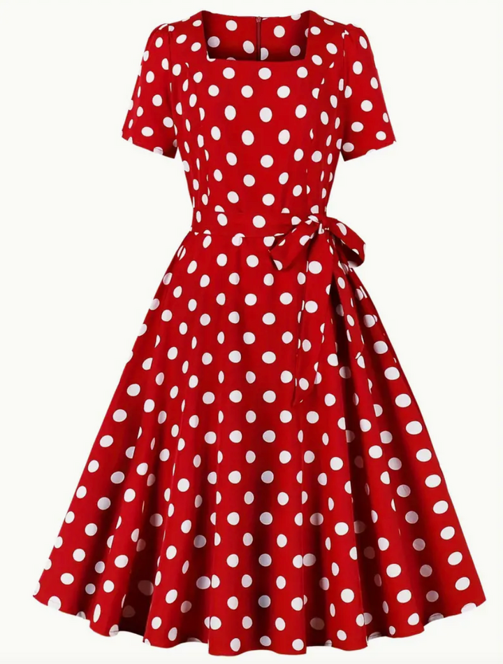 ANKE - Robe polka élégante et vintage pour le printemps/été