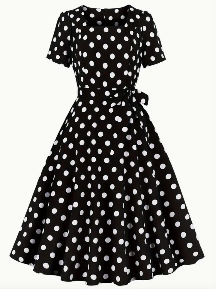 ANKE - Robe polka élégante et vintage pour le printemps/été